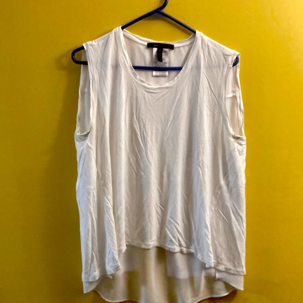 Bcbgmaxazria  whiter shirt sheer open back
